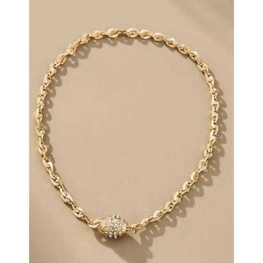 NEW GOLD RHINESTONE Nautical Skinny Link Bracelet By Anthropologie